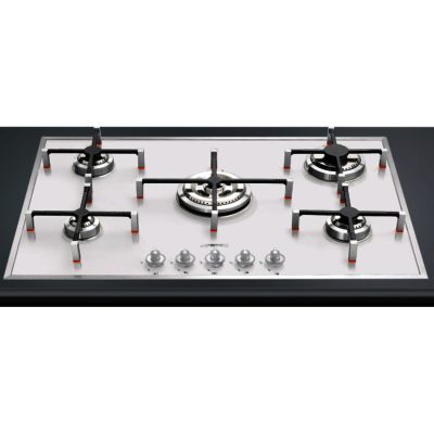Smeg PV750B 74cm Linea Glass Base 5 Burner Gas Hob in White Smeg PV750B 74cm Linea Glass Base 5 Burner Gas Hob in White